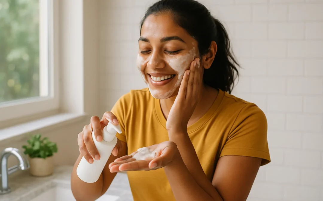 Pelle fresca e pulita con il detergente viso delicato
